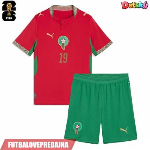 Lacne Dětský Futbalové dres Maroko Youssef En-Nesyri #19 MS 2026 Krátky Rukáv - Domáci (+ trenírky)